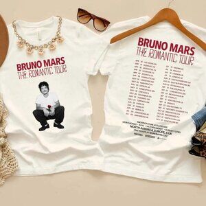 Bruno Mars The Romantic Tour 2026 Schedule Tour Dates Unisex T Shirt Two Sid 256